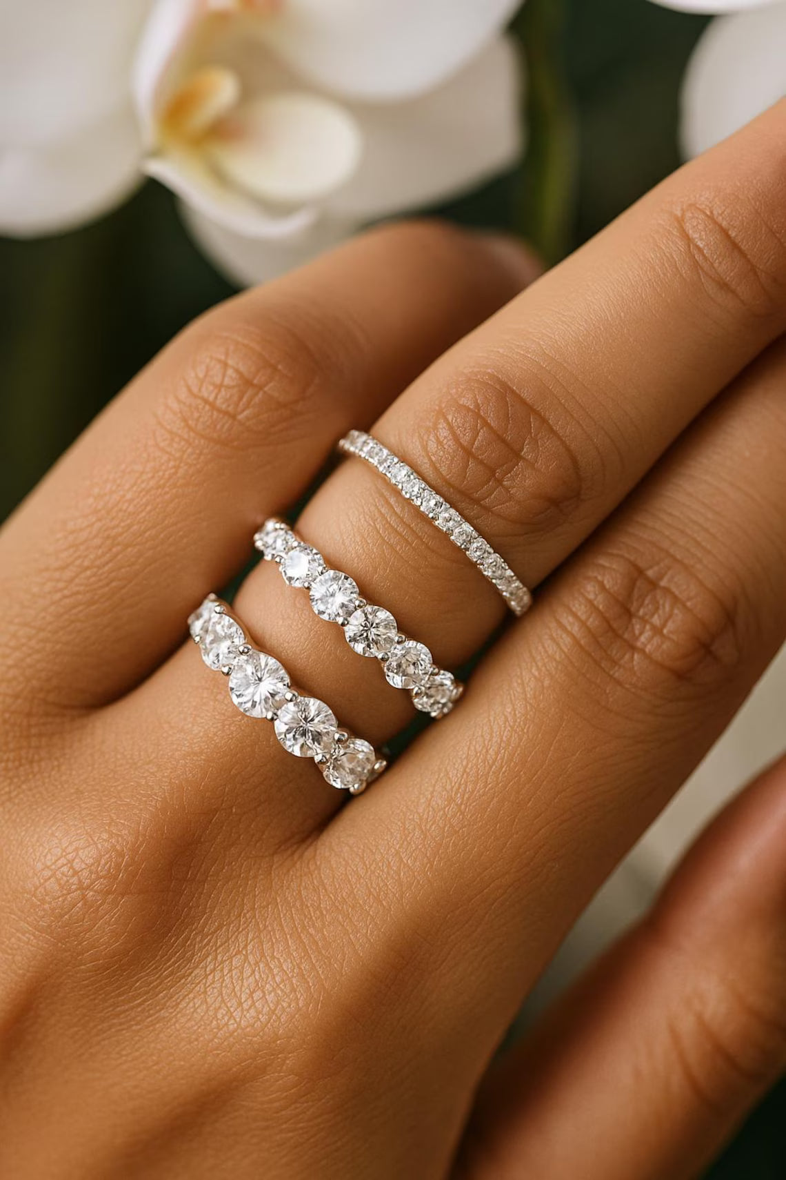 VVS1 Women’s Ring Moissanite – Moissanite Eternity Band 1.5–4MM, 925 Sterling Silver, Diamond Alternative Wedding Ring, 5x Rhodium Plate